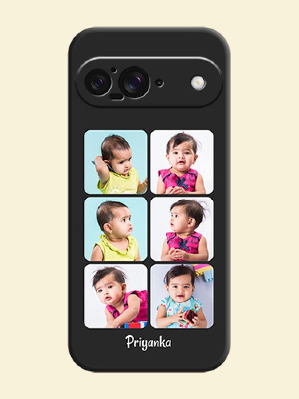 Floral Art with 6 Image Holder on Photo On Space Black Custom Soft Matte Mobile Back Cover - Google Pixel 9 5G