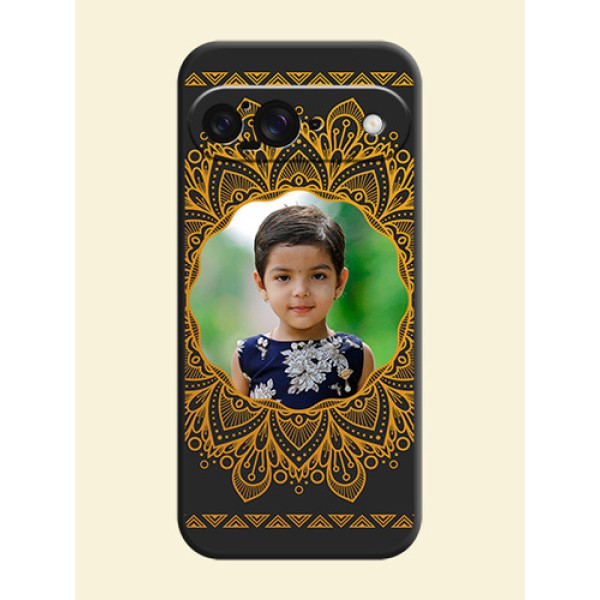 Round Image with Floral Design On Space Black Custom Soft Matte Mobile Back Cover - Google Pixel 9 5G