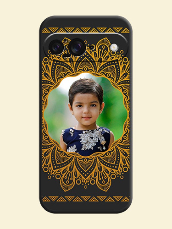 Round Image with Floral Design On Space Black Custom Soft Matte Mobile Back Cover - Google Pixel 9 5G