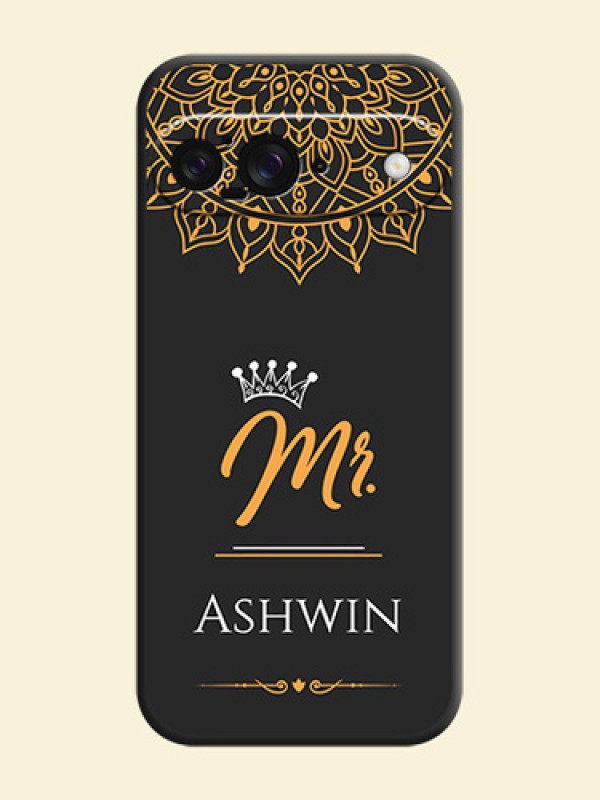 Mr Name with Floral Design On Space Black Custom Soft Matte Mobile Back Cover - Google Pixel 9 5G
