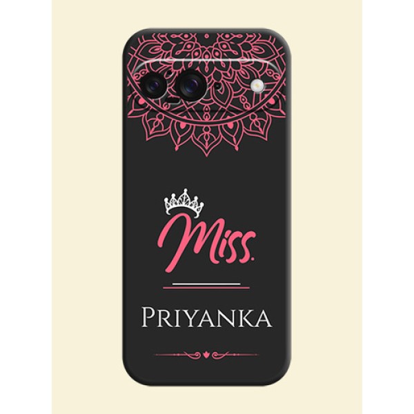 Mrs Name with Floral Design On Space Black Custom Soft Matte Mobile Back Cover - Google Pixel 9 5G