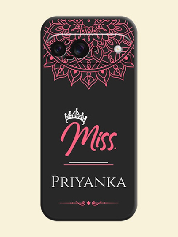 Mrs Name with Floral Design On Space Black Custom Soft Matte Mobile Back Cover - Google Pixel 9 5G