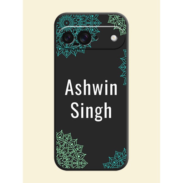 Your Name with Floral Design On Space Black Custom Soft Matte Mobile Back Cover - Google Pixel 9 5G