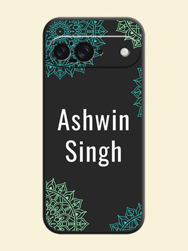 Your Name with Floral Design On Space Black Custom Soft Matte Mobile Back Cover - Google Pixel 9 5G