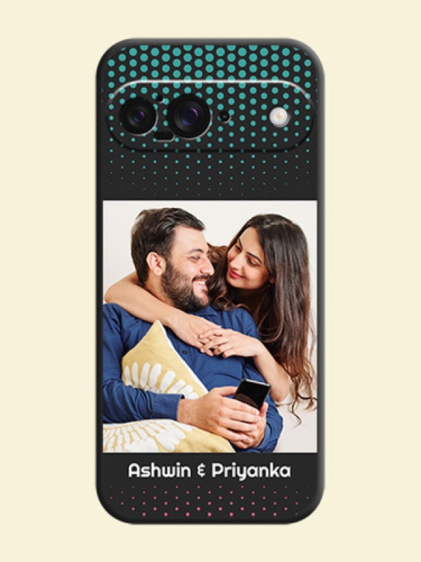 Faded Dots with Grunge Photo Frame and Text On Space Black Custom Soft Matte Mobile Back Cover - Google Pixel 9 5G