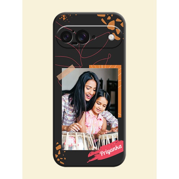 Orange Photo Frame On Space Black Custom Soft Matte Mobile Back Cover - Google Pixel 9 5G