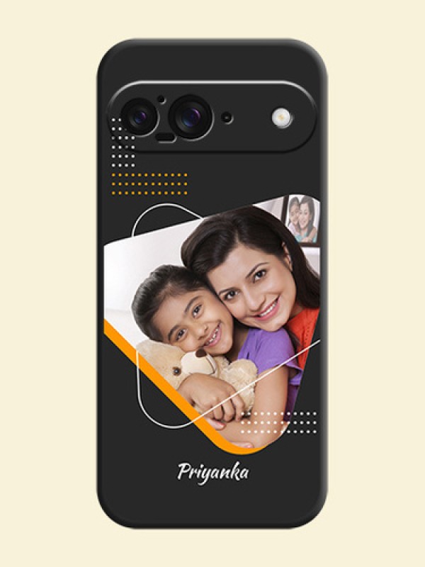 Yellow Triangle on Photo On Space Black Custom Soft Matte Mobile Back Cover - Google Pixel 9 5G