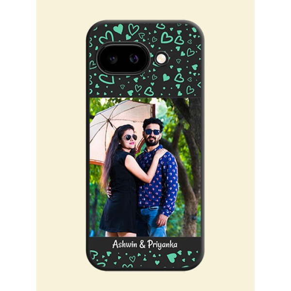 Sea Green Indefinite Love Pattern on Photo On Space Black Custom Soft Matte Mobile Back Cover - Google Pixel 9A 5G