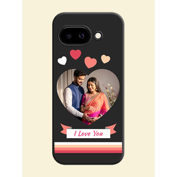 Love Shaped Photo with Colorful Stripes On Space Black Custom Soft Matte Mobile Back Cover - Google Pixel 9A 5G