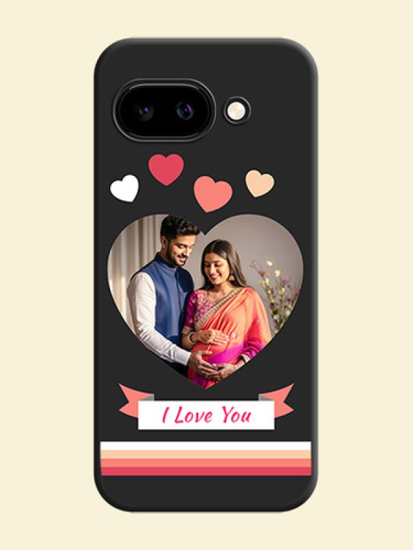 Love Shaped Photo with Colorful Stripes On Space Black Custom Soft Matte Mobile Back Cover - Google Pixel 9A 5G