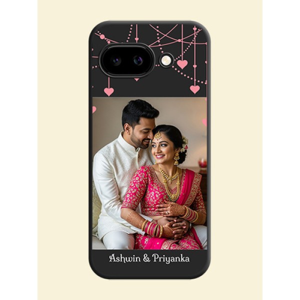Pink Love Hangings with Text On Space Black Custom Soft Matte Mobile Back Cover - Google Pixel 9A 5G
