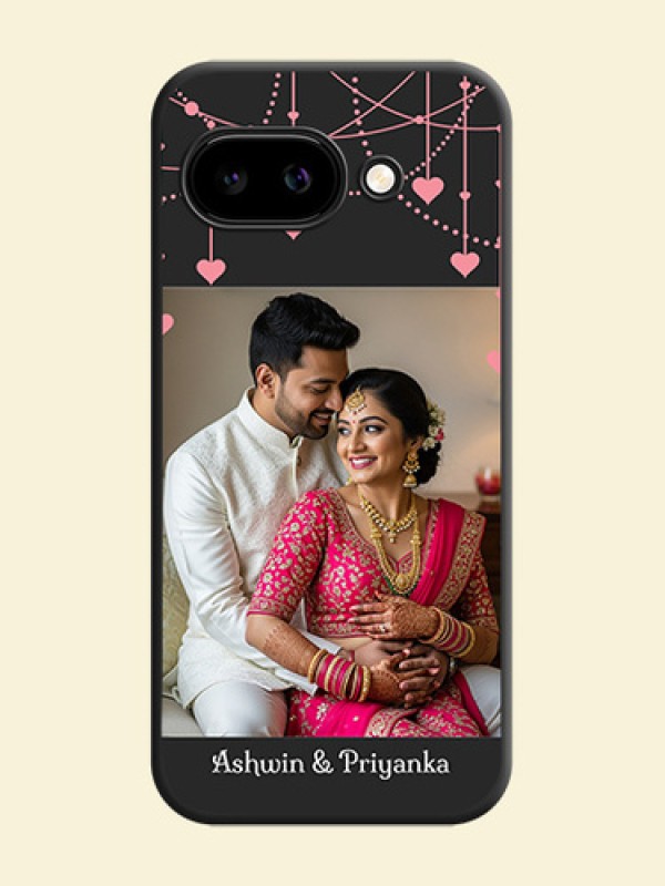 Pink Love Hangings with Text On Space Black Custom Soft Matte Mobile Back Cover - Google Pixel 9A 5G