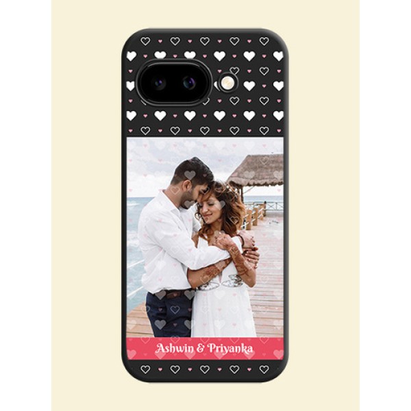 White Color Love Symbols with Text Design on Photo On Space Black Custom Soft Matte Mobile Back Cover - Google Pixel 9A 5G