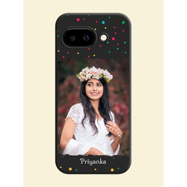 Multicolor Dotted Pattern with Text On Space Black Custom Soft Matte Mobile Back Cover - Google Pixel 9A 5G