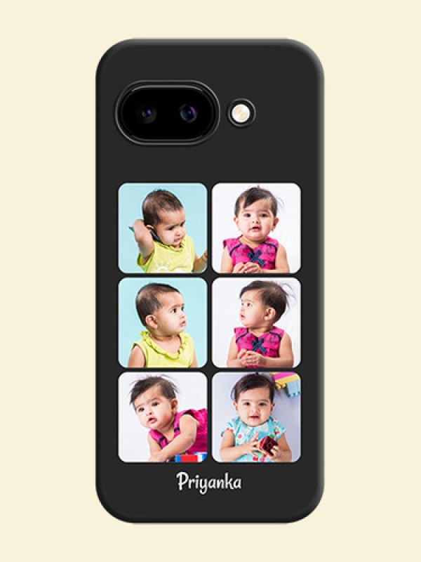 Floral Art with 6 Image Holder on Photo On Space Black Custom Soft Matte Mobile Back Cover - Google Pixel 9A 5G