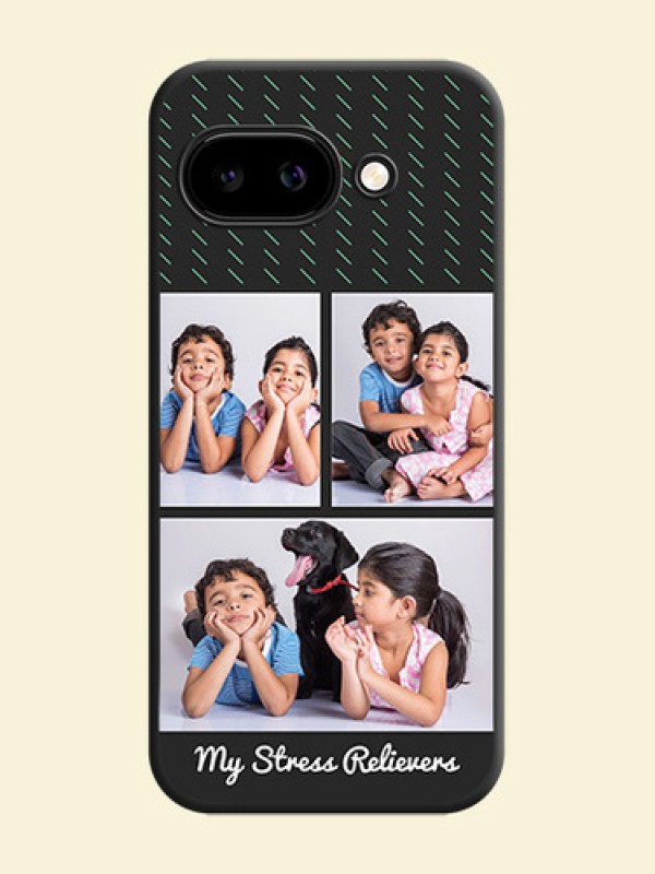 Cross Dotted Pattern with 2 Image Holder On Space Black Custom Soft Matte Mobile Back Cover - Google Pixel 9A 5G