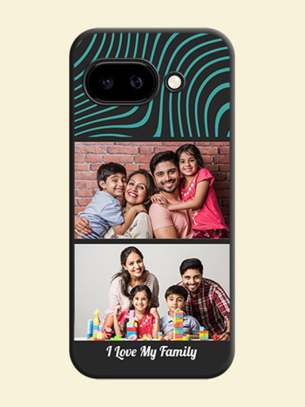 Wave Pattern with 2 Image Holder On Space Black Custom Soft Matte Mobile Back Cover - Google Pixel 9A 5G