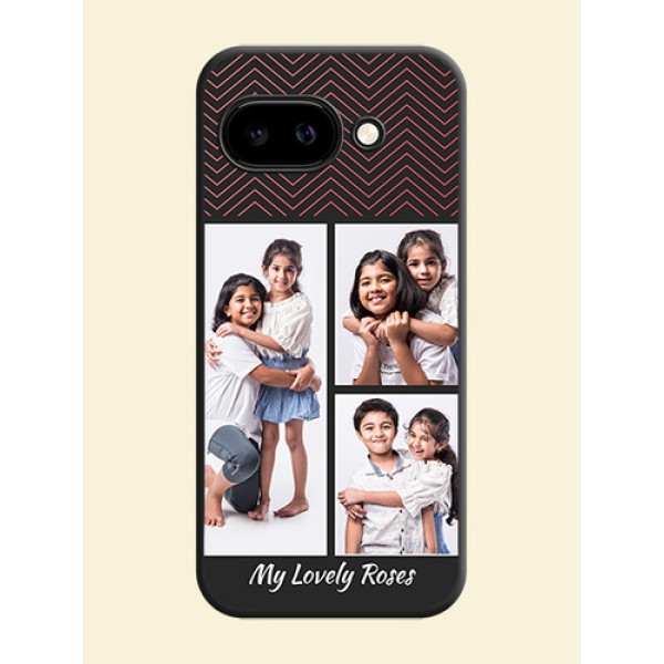 Wave Pattern with 3 Image Holder On Space Black Custom Soft Matte Mobile Back Cover - Google Pixel 9A 5G
