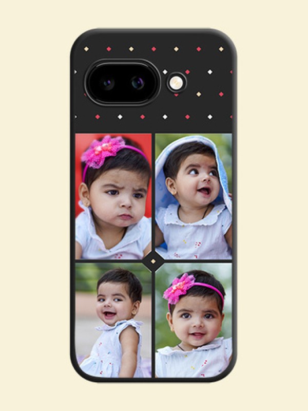 Multicolor Dotted Pattern with 4 Image Holder On Space Black Custom Soft Matte Mobile Back Cover - Google Pixel 9A 5G