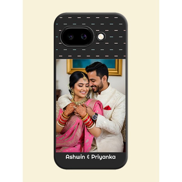 Line Pattern Design with Text On Space Black Custom Soft Matte Mobile Back Cover - Google Pixel 9A 5G