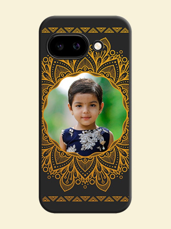 Round Image with Floral Design On Space Black Custom Soft Matte Mobile Back Cover - Google Pixel 9A 5G