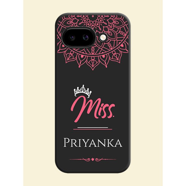 Mrs Name with Floral Design On Space Black Custom Soft Matte Mobile Back Cover - Google Pixel 9A 5G