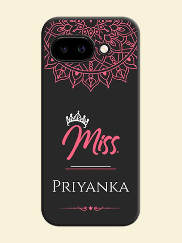 Mrs Name with Floral Design On Space Black Custom Soft Matte Mobile Back Cover - Google Pixel 9A 5G