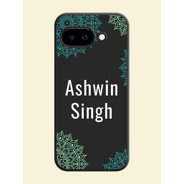 Your Name with Floral Design On Space Black Custom Soft Matte Mobile Back Cover - Google Pixel 9A 5G