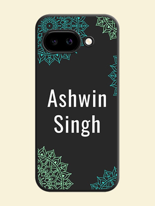 Your Name with Floral Design On Space Black Custom Soft Matte Mobile Back Cover - Google Pixel 9A 5G