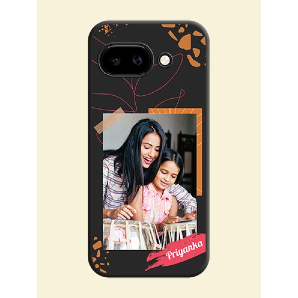 Orange Photo Frame On Space Black Custom Soft Matte Mobile Back Cover - Google Pixel 9A 5G