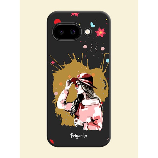 Mordern Lady With Color Splash Background With Custom Text On Space Black Custom Soft Matte Mobile Back Cover - Google Pixel 9A 5G