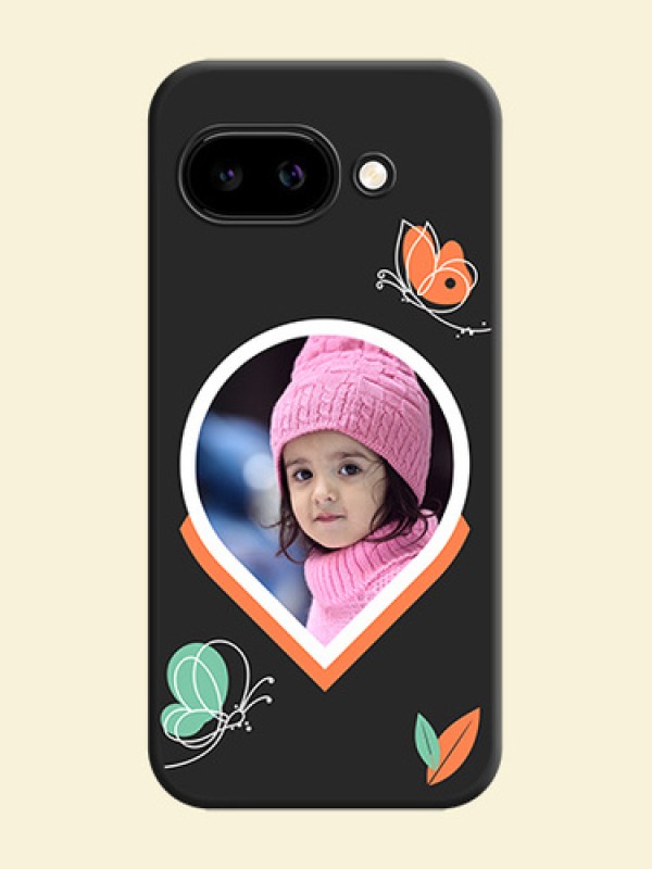 Upload Pic With Simple Butterly Design On Space Black Custom Soft Matte Mobile Back Cover - Google Pixel 9A 5G