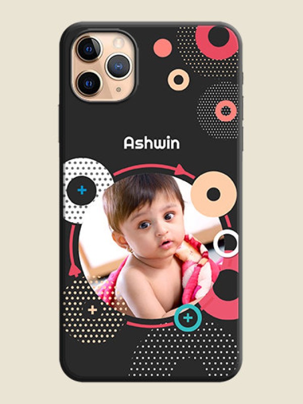 Custom Multicoloured Round Image on Personalised Space Black Soft Matte Cases - iPhone 11 Pro Max