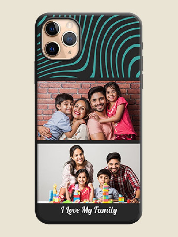 Custom Wave Pattern with 2 Image Holder on Space Black Personalized Soft Matte Phone Covers - iPhone 11 Pro Max