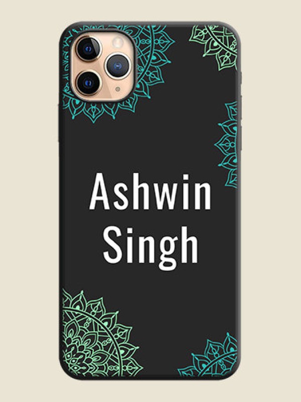 Custom Your Name with Floral Design on Space Black Custom Soft Matte Back Cover - iPhone 11 Pro Max