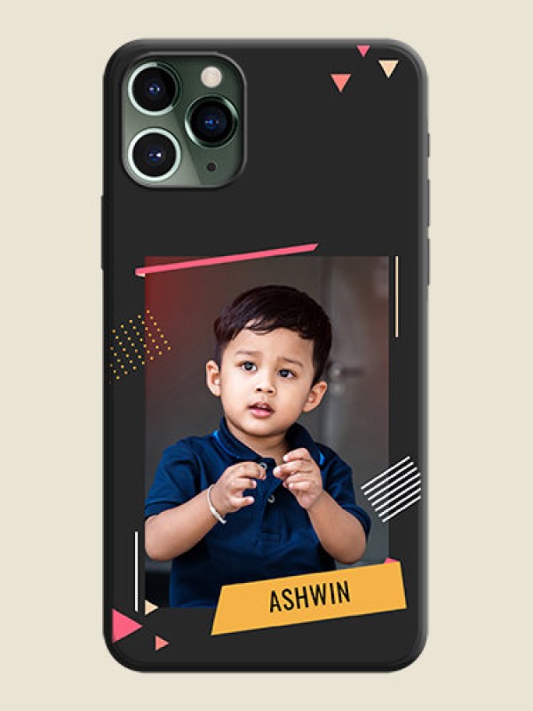 Custom Photo Frame with Triangle Small Dots - Photo on Space Black Soft Matte Back Cover - iPhone 11 Pro