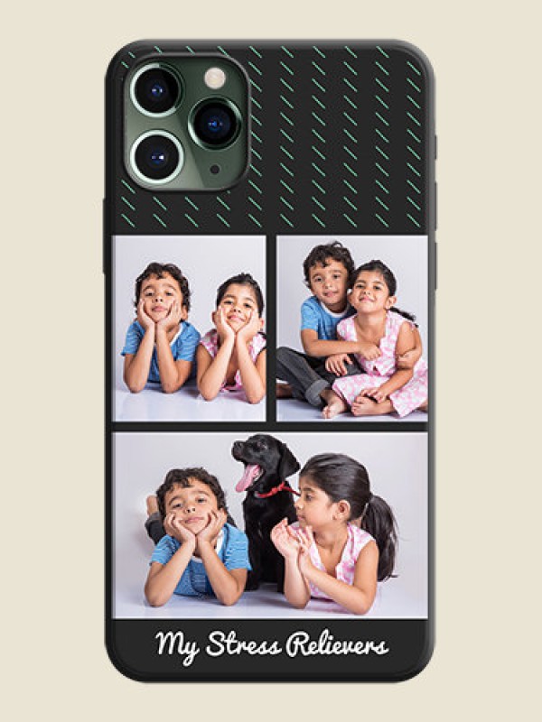 Custom Cross Dotted Pattern with 2 Image Holder  on Personalised Space Black Soft Matte Cases - iPhone 11 Pro