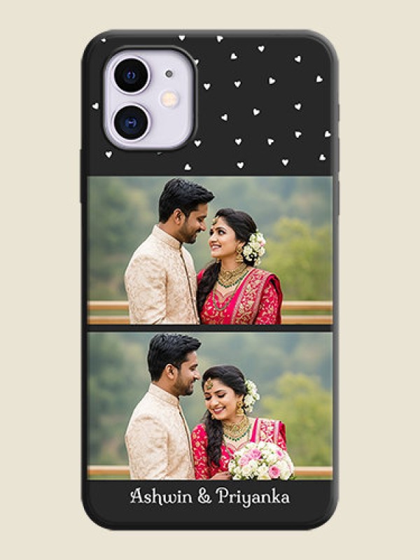 Custom Miniature Love Symbols with Name on Space Black Custom Soft Matte Back Cover - iPhone 11