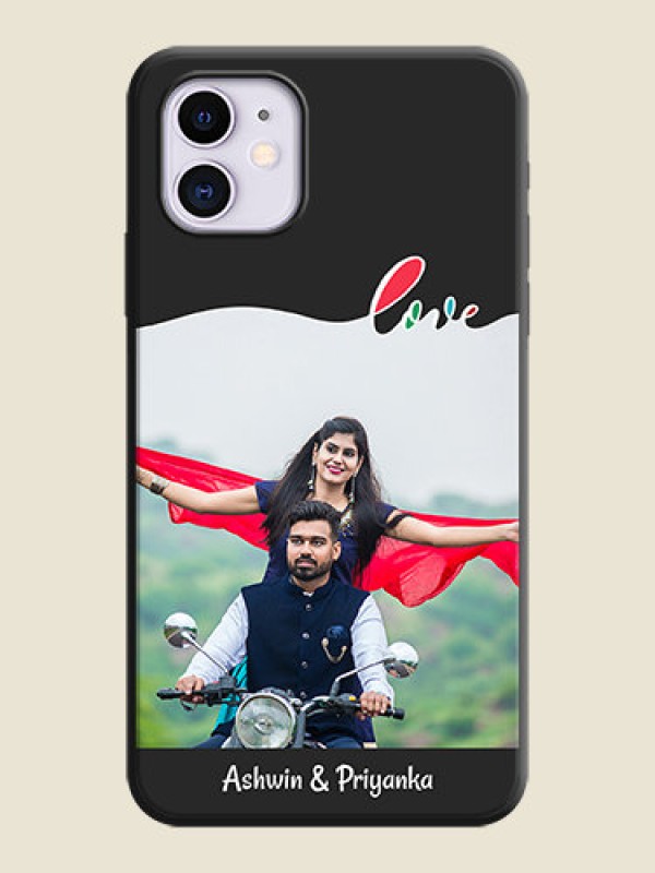 Custom Fall in Love Pattern with Picture - Photo on Space Black Soft Matte Mobile Case - iPhone 11