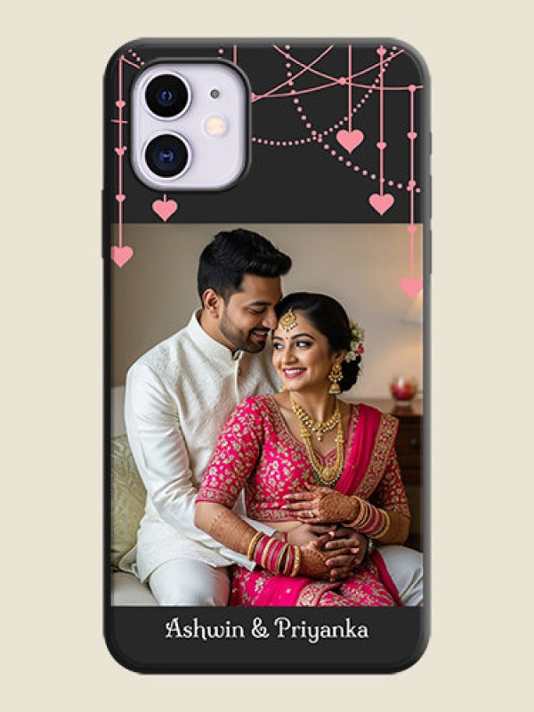Custom Pink Love Hangings with Text on Space Black Custom Soft Matte Back Cover - iPhone 11