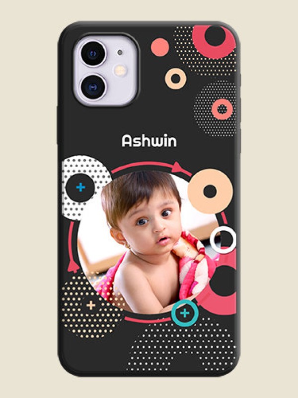 Custom Multicoloured Round Image on Personalised Space Black Soft Matte Cases - iPhone 11