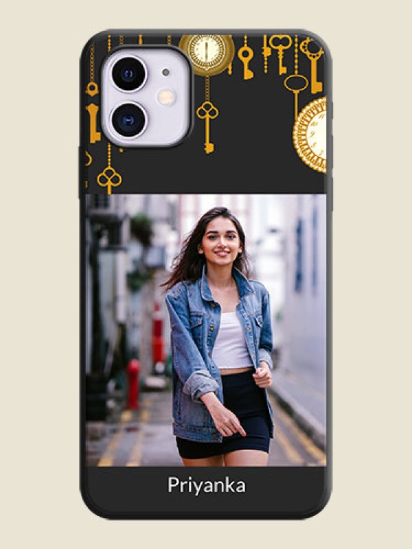 Custom Decorative Design with Text on Space Black Custom Soft Matte Back Cover - iPhone 11