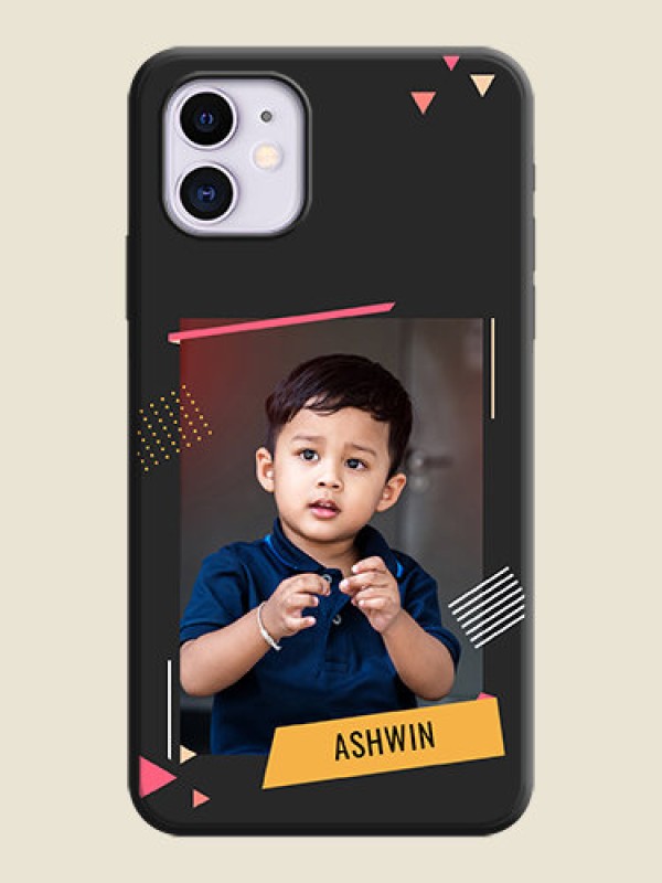 Custom Photo Frame with Triangle Small Dots - Photo on Space Black Soft Matte Back Cover - iPhone 11