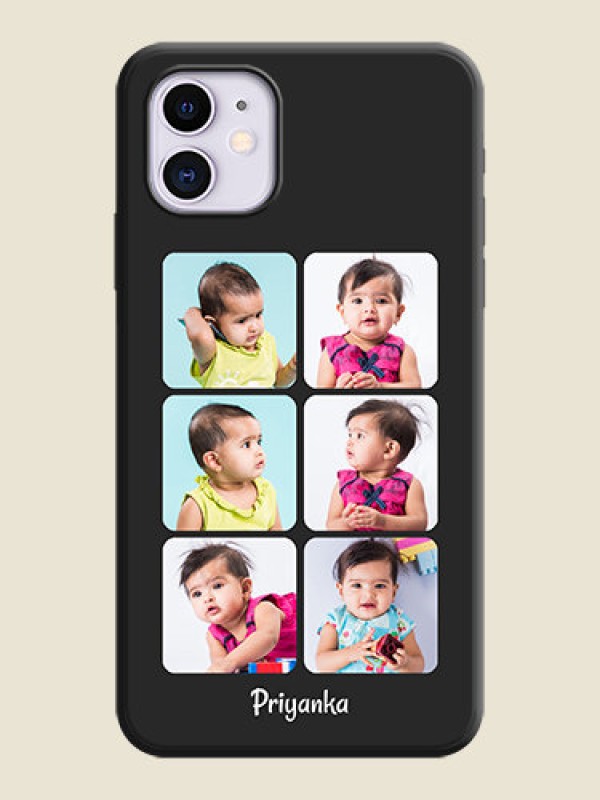 Custom Floral Art with 6 Image Holder - Photo on Space Black Soft Matte Mobile Case - iPhone 11