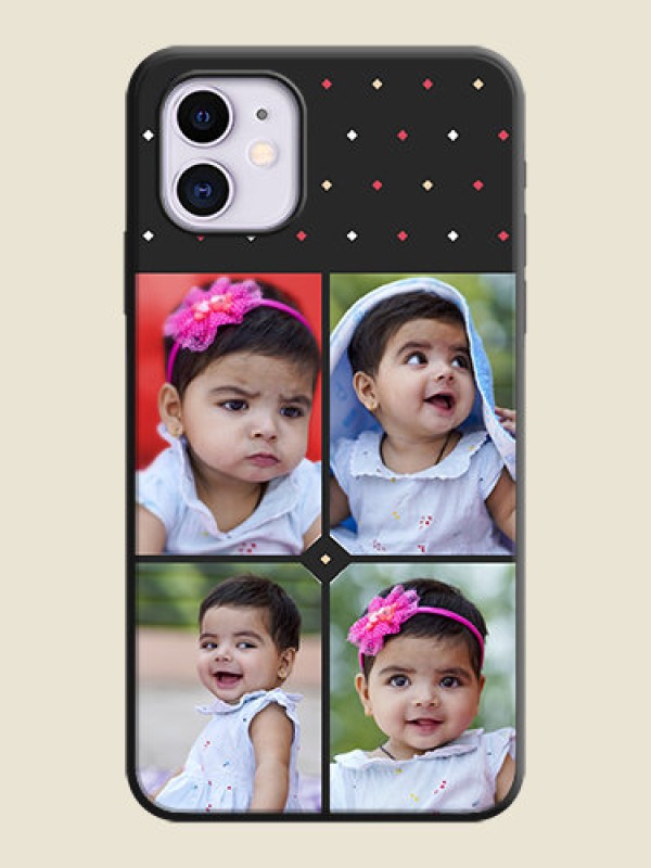 Custom Multicolor Dotted Pattern with 4 Image Holder on Space Black Custom Soft Matte Phone Cases - iPhone 11