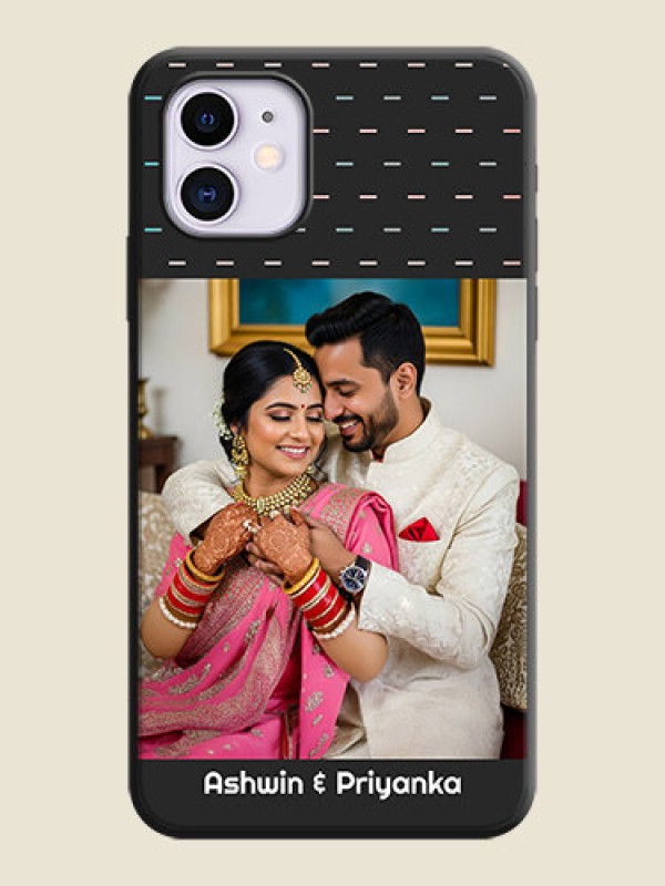 Custom Line Pattern Design with Text on Space Black Custom Soft Matte Phone Back Cover - iPhone 11