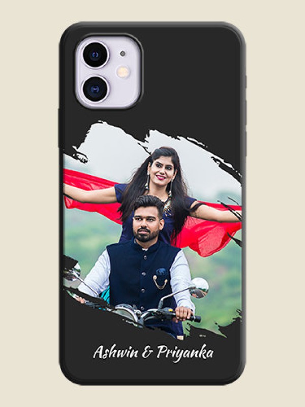 Custom Grunge Brush Strokes - Photo on Space Black Soft Matte Back Cover - iPhone 11