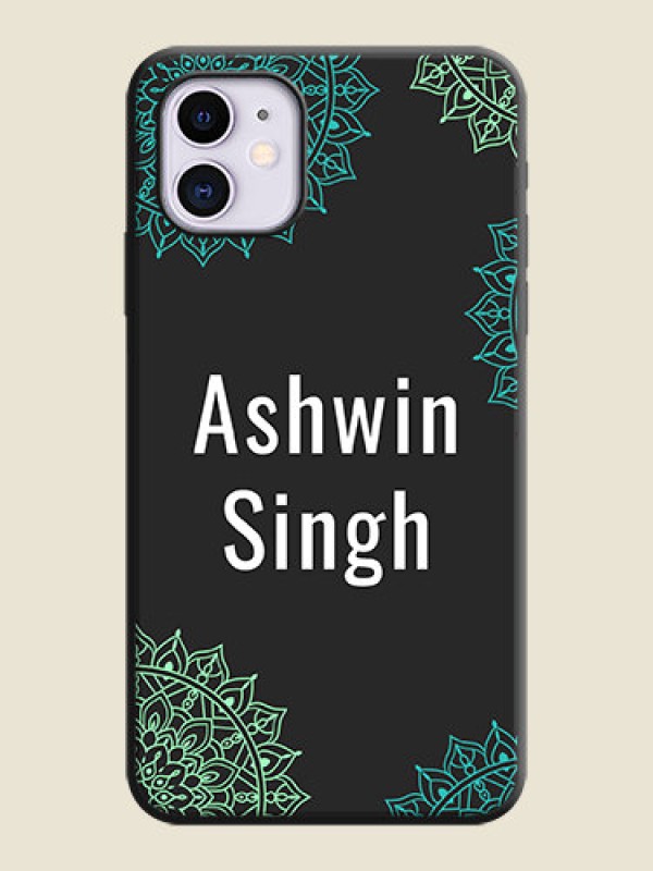 Custom Your Name with Floral Design on Space Black Custom Soft Matte Back Cover - iPhone 11