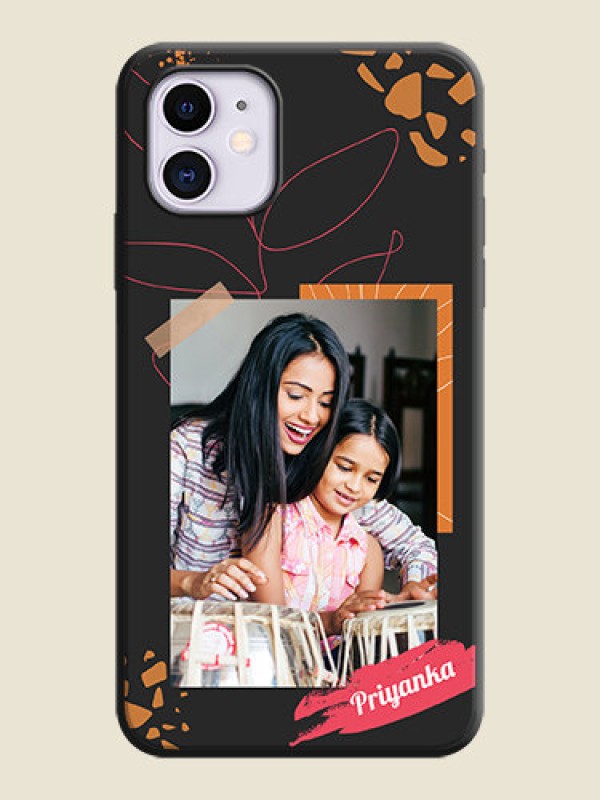 Custom Orange Photo Frame on Space Black Custom Soft Matte Phone Back Cover - iPhone 11