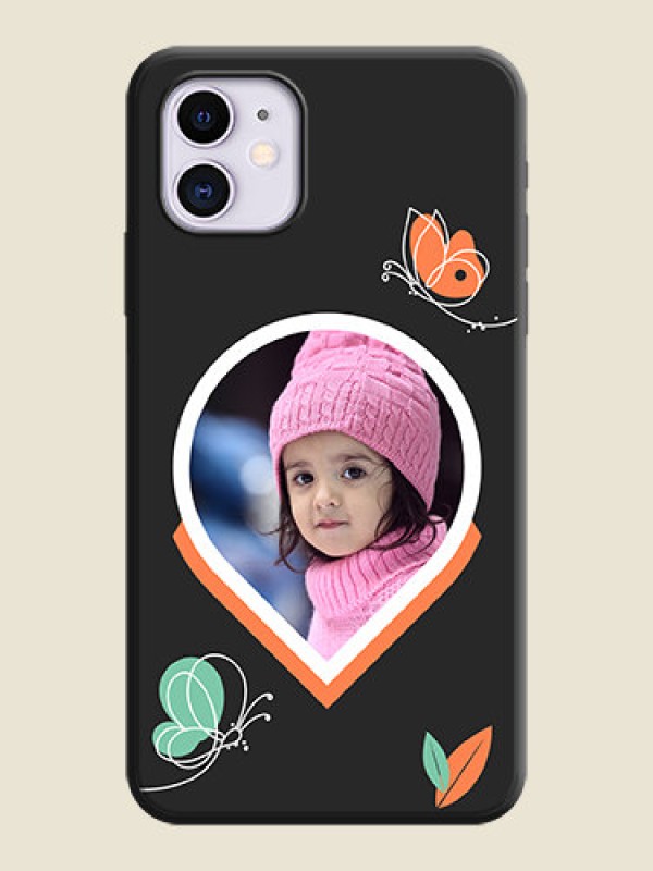 Custom Upload Pic With Simple Butterly Design On Space Black Personalized Soft Matte Phone Covers -Apple Iphone 11